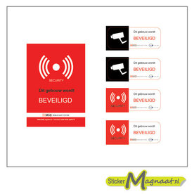Beveiligingsstickers - Zwart - Rood - 5 Stuks