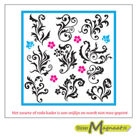 Tegelstickers bloem bauw roze