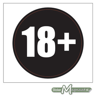 18 Plus Sticker Zwart