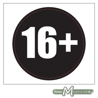 16 Plus Sticker Zwart