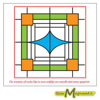 Glas in Lood Stickers - Groen - Oranje