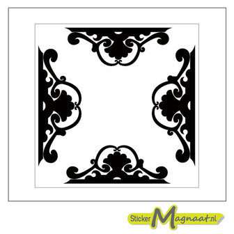 Tegelsticker patroon zwart wit barok