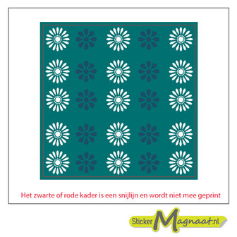 Tegelsticker patroon bloem blauw/groen