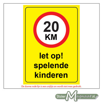 20 KM - Let op! Spelende Kinderen - Waarschuwingsstickers