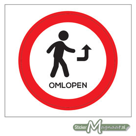 Rechtsom Lopen Sticker (Met Tekst)