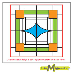 Glas in Lood Stickers - Groen - Oranje