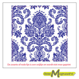 Tegelsticker blauw wit patroon barok