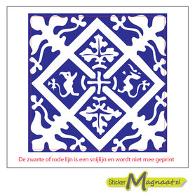Tegelsticker portugeese vierkant blauw wit