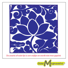 Tegelsticker arabisch bloem blauw wit