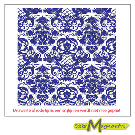 Tegelsticker Barok art donkerblauw wit