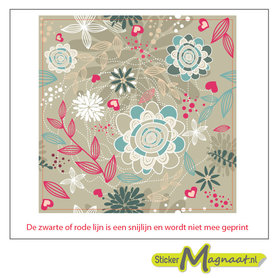 Tegelsticker bloemen rood