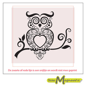 tegelsticker uil zwart