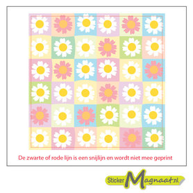 Tegelsticker bloemen geel wit