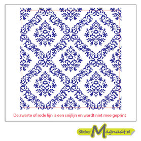 Tegelsticker barok vierkant blauw