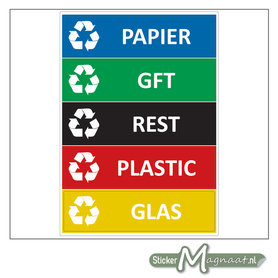 Afval stickers verschillende soorten