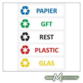 Afvalstickers verschillende soorten