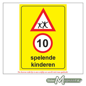 10 KM -Spelende Kinderen - Waarschuwingsstickers