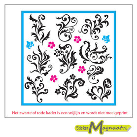 Tegelstickers bloem bauw roze