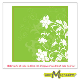 Tegelsticker roos groen wit