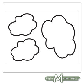 Raamdecoratie Stickers - Wolk - Zwart/Wit